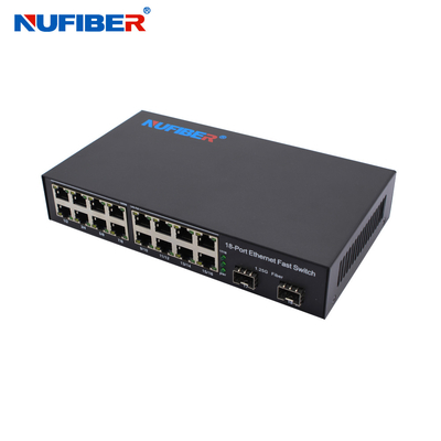 OEM 16 UTP منافذ جيجابيت 2 SFP منافذ 10/100/1000Base-T 16 منافذ إلى 2 * 1.25G SFP Module Fiber Ethernet Switch