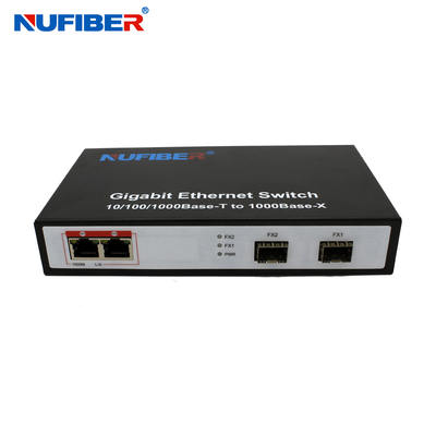 10/100 / 1000M 2-port Rj45 + 2 SFP port Fiber Optic Ethernet Switch Media Converter