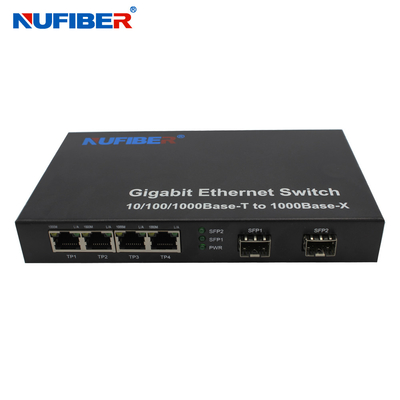 10/100 / 1000M 4-port Rj45 + 2 SFP port Fiber Optic Ethernet Switch Media Converter