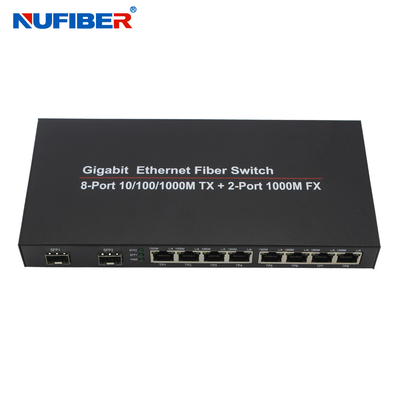 10/100 / 1000M 8-port Rj45 + 2 SFP port Fiber Optic Ethernet Switch Media Converter