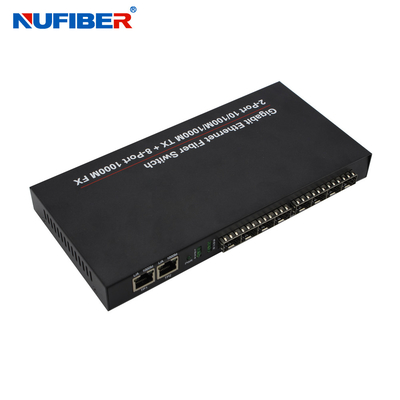 10/100 / 1000M 8-port SFP + 2 Rj45 Port Fiber Optic Ethernet Switch Media Converter