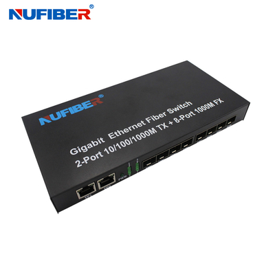 10/100 / 1000M 8-port SFP + 2 Rj45 Port Fiber Optic Ethernet Switch Media Converter