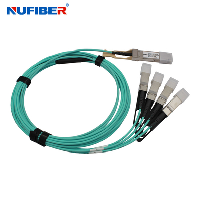 Nufiber AOC كبل نحاسي سلبي 100G QSFP28 إلى 4x25G SFP28 اندلاع