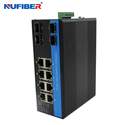 محول SFP Ethernet الصناعي المُدار إلى 8 10/100 / 1000M UTP Port Network WEB