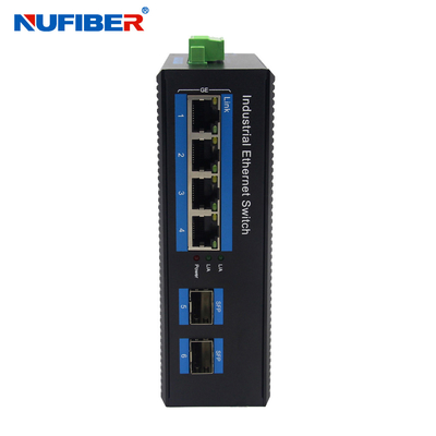 مفتاح Ethernet SFP الصناعي غير المدار 2 * 1000M SFP إلى 4 * 10 / 100 / 1000M UTP Port Gigabit 6 Port Switch