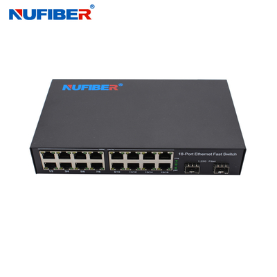 OEM 16 UTP منافذ جيجابيت 2 SFP منافذ 10/100/1000Base-T 16 منافذ إلى 2 * 1.25G SFP Module Fiber Ethernet Switch