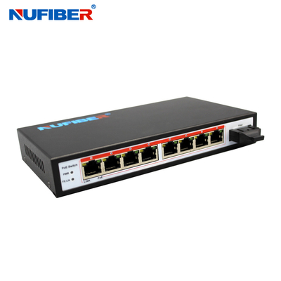 NuFiber 9 منافذ POE تعمل بالطاقة التبديل عرض النطاق الترددي 1.8Gbps بو محول الوسائط الألياف